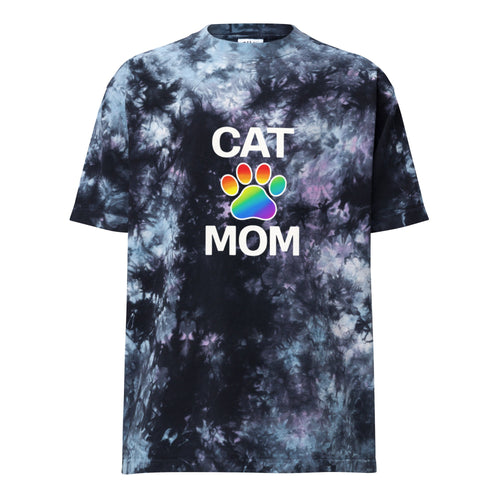 Pride Cat Mom Oversized Tie-dye T-shirt