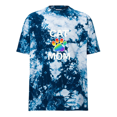 Pride Cat Mom Oversized Tie-dye T-shirt