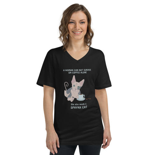 WOMAN CAN'T SURVIVE ON COFFEE ALONE WOMAN'S V-NECK TEE