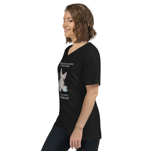 WOMAN CAN'T SURVIVE ON COFFEE ALONE WOMAN'S V-NECK TEE