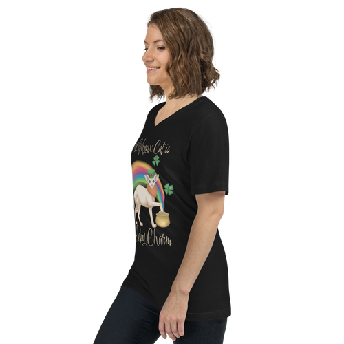 MY SPHYNX CAT IS MY LUCKY CHARM - V-NECK UNISEX TEE
