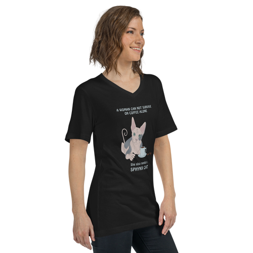 WOMAN CAN'T SURVIVE ON COFFEE ALONE WOMAN'S V-NECK TEE