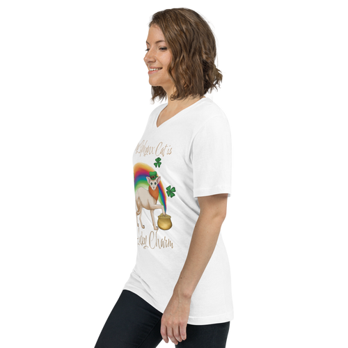 MY SPHYNX CAT IS MY LUCKY CHARM - V-NECK UNISEX TEE