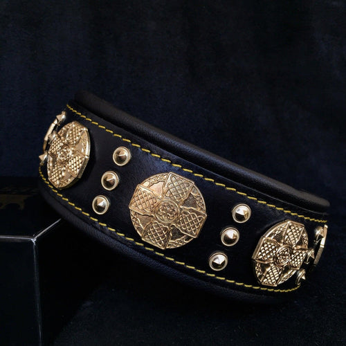 The Maximus collar 2.5 inch wide black & gold
