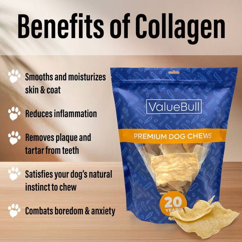ValueBull USA Collagen Chips Dog Chews, Natural Long-Lasting Dog Treats, 25 Count