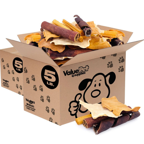 ValueBull USA Collagen Dog Chews, Fun Shapes Variety Mix, Natural Long-Lasting Dog Treats, 10 Pound Bulk Pack