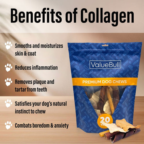 ValueBull USA Collagen Dog Chews, Fun Shapes Variety Mix, Natural Long-Lasting Dog Treats, 10 Pound Bulk Pack