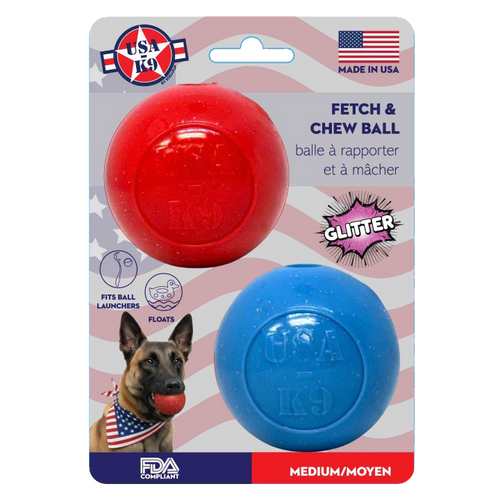 Glitter Ball 2-Pack Dog Toy | Soft Rubber Floating Fetch Ball with Treat Dispenser | USA Made