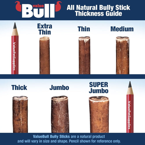 ValueBull USA Bully Sticks for Dogs, Thick 6 Inch, 25 Count