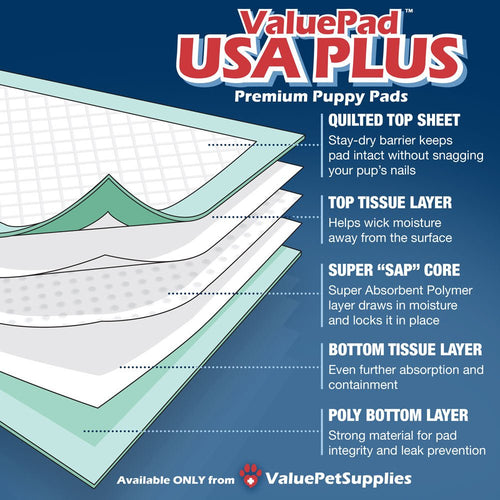 ValuePad USA Plus Puppy Pads, Extra Large 28x36 Inch, 100 Count Bulk Pack
