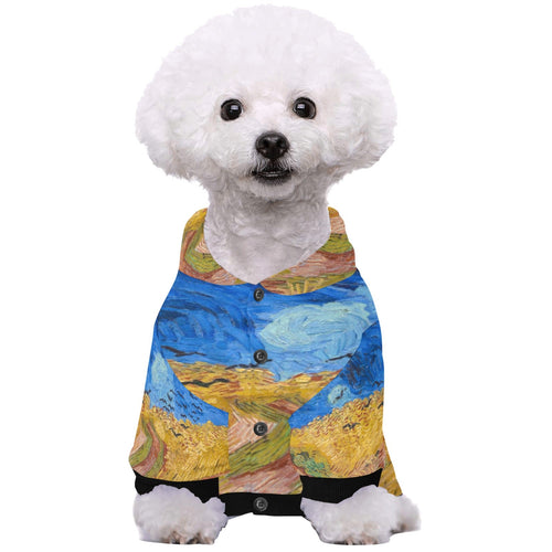 Van Gogh Wheatfield with Crows Button Hoodie
