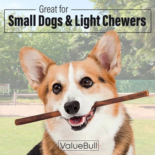 ValueBull Collagen Sticks for Small Dogs, 12 Inch Thin Chews, Natural Dog Treats, 100 Count Bulk Pack