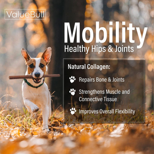 ValueBull Collagen Sticks for Small Dogs, 12 Inch Thin Chews, Natural Dog Treats, 25 Count