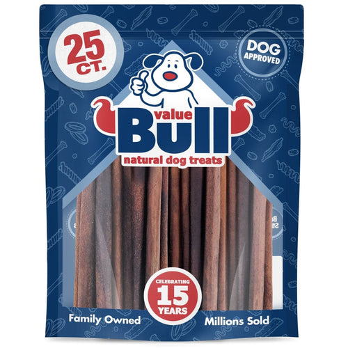 ValueBull Collagen Sticks for Small Dogs, 12 Inch Thin Chews, Natural Dog Treats, 25 Count