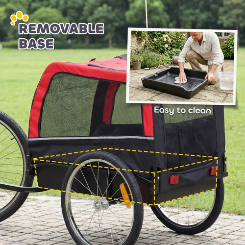 Dog Bike Trailer, Pet Cart Bicycle Carrier with 20 Air Tires, Quick-Release Wheels, Reflectors, Flag