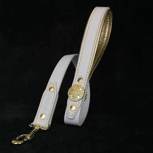 The Maximus leash white & gold