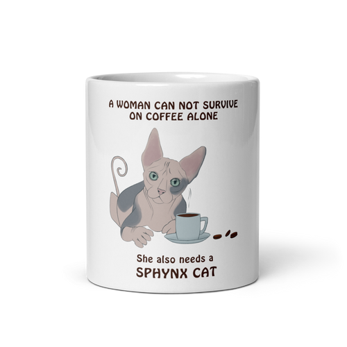 WOMAN CAN'T SURVIVE ON COFFEE ALONE COFFEE MUG