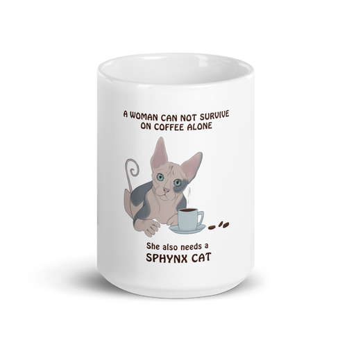 WOMAN CAN'T SURVIVE ON COFFEE ALONE COFFEE MUG