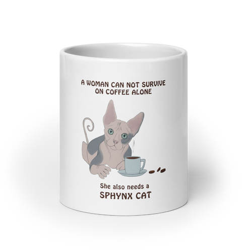 WOMAN CAN'T SURVIVE ON COFFEE ALONE COFFEE MUG