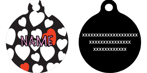 White Hearts HD Dog ID Tag