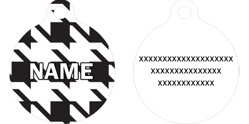 Houndstooth White and Black HD Dog ID Tag