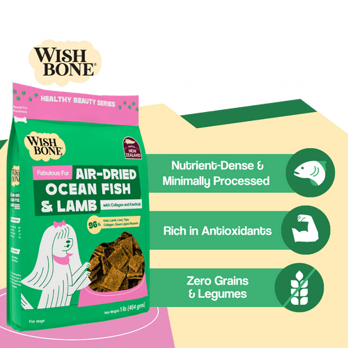 Wishbone Air-Dried Ocean Fish & Lamb Recipe Dog Food - 454g