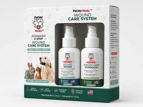 PetVet Medic® 2-Step Wound HOCL Care System for Pets – Wound Wash + Hydrogel