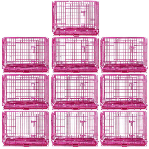 24-42 Collapsible Pink Dog Crate RED24-42