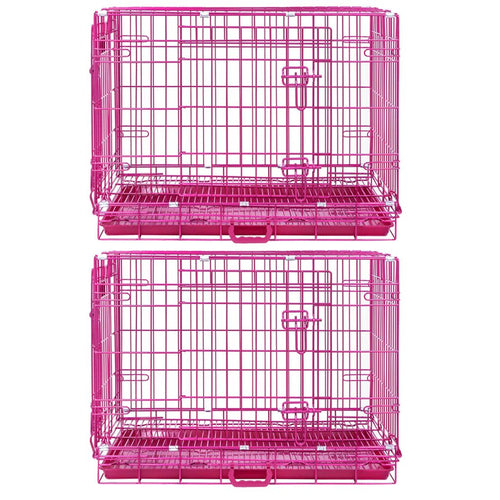 24-42 Collapsible Pink Dog Crate RED24-42