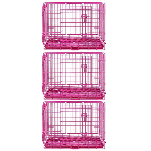 24-42 Collapsible Pink Dog Crate RED24-42