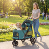 3 Wheel Pet Stroller with Easy One-Click Quick Fold, Mesh Window, Washable Cushion, for Medium Dogs